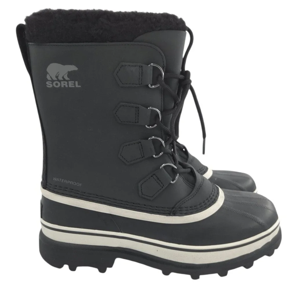 Sorel Caribou Boots Mens 8 Black Waterproof Insulated Winter Snow Shoes NEW